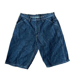 VTG POLO RALPH LAUREN CARPENTER JORTS DENIM SIZE 36 DARK GREY LOGO